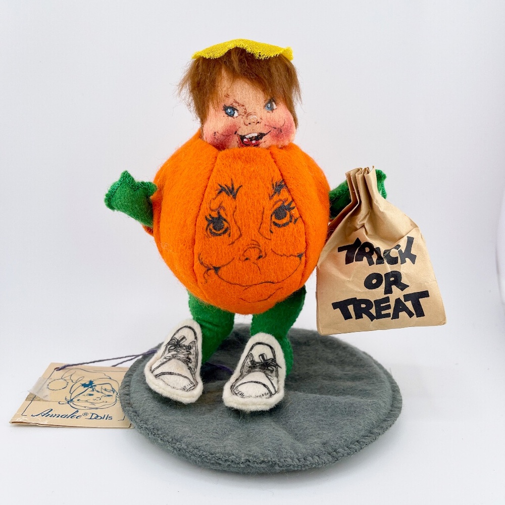 Annalee Fall- Vintage 1990 Annalee Pumpkin Costume Doll Decoration